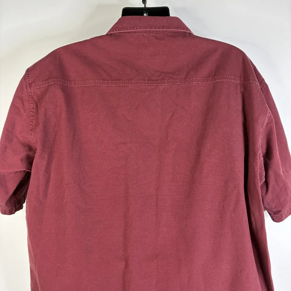 Cabelas Shirt Men's XL Reg Button Up Burgundy Red Short Sleeve  Brush Popper‎ - Picture 8 of 16